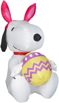 Gemmy Airblown Inflatable Snoopy With Bunny Ears And Decorated Egg, 3.5 Ft Tall