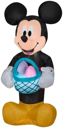 Gemmy Airblown Inflatable Mickey Mouse With Easter Basket, 3.5 Ft Tall