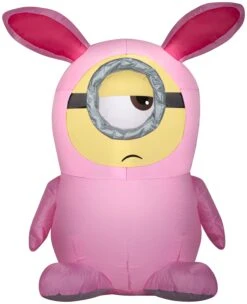 Gemmy Airblown Inflatable Stuart In Pink Bunny Suit, 3.5 Ft Tall, Pink