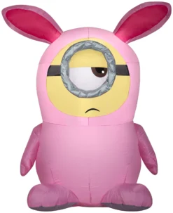 Gemmy Airblown Inflatable Stuart In Pink Bunny Suit, 3.5 Ft Tall, Pink