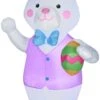 Gemmy Airblown Bunny W/Easter Egg OPP, 7 Ft Tall, White