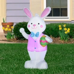 4' Airblown Easter Bunny With Egg Spring Inflatable
