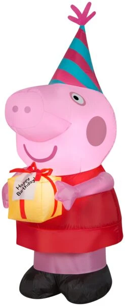 Gemmy Airblown Inflatable Birthday Party Peppa Pig, 3.5 Ft Tall, Pink