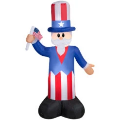 Gemmy Airblown Inflatable Uncle Sam, 5 Ft Tall, Multicolored