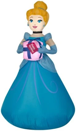Gemmy Airblown Inflatable Birthday Party Cinderella With Present, 3.5 Ft Tall