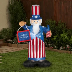 Uncle Sam 6ft Tall Air-blown Independence/Memorial Day Yard Decoration