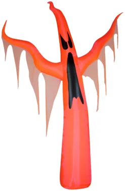 Gemmy Neon Christmas Airblown Inflatable W/ Black Light Orange Ghost Giant, 11 Ft Tall, Red