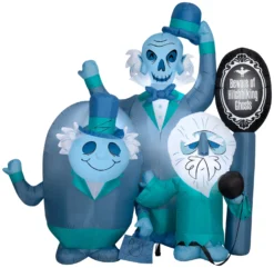 Gemmy Airblown Haunted Mansion Beware Of Ghosts Scene Disney, 6 Ft Tall, Blue