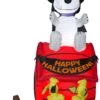Gemmy Airblown Snoopy Halloween House W/LEDs Scene Peanuts, 6 Ft Tall, Multi