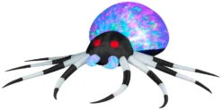 8' Projection Airblown Kaleidoscope Black And White Spider Halloween Inflatable