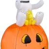 Gemmy Airblown Snoopy On Pumpkin Peanuts, 4.5 Ft Tall, Multicolored