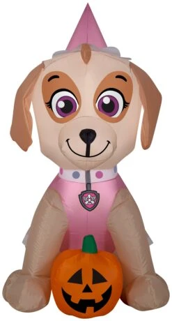 Gemmy Airblown Skye W/Pumpkin Nick, 3 Ft Tall, Multi