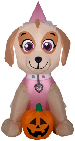 Gemmy Airblown Skye W/Pumpkin Nick, 3 Ft Tall, Multi