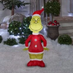 48" Airblown Grinch Santa Inflatable Yard Lawn Inflatable Decoration