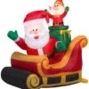 Gemmy Christmas Airblown Inflatable Inflatable Santa And Elf In Sleigh, 3.5 Ft Tall, Red