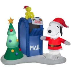 6.5' Airblown Snoopy And Woodstock W/Mailbox Scene Peanuts Christmas Inflatable