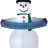 8' Animated Airblown Snowman W/Banner Christmas Inflatable