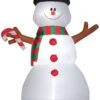 Gemmy Animated Christmas Airblown Inflatable Swiveling Snowman, 10 Ft Tall, White