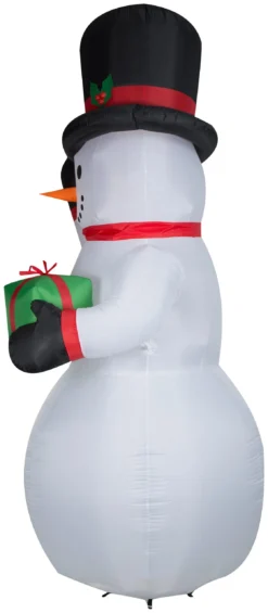 Gemmy Christmas Airblown Inflatable Snowman W/Gift Box Giant, 10 Ft Tall, White -Gemmy 881059 Left scaled