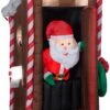 Gemmy Animated Christmas Airblown Inflatable Santa's Outhouse , 6 Ft Tall, Multi