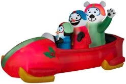 7' Animated Airblown Inflatable Penguin With Snowman On Bobsled