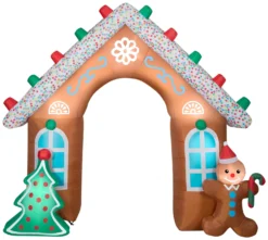 Gemmy Christmas Airblown Inflatable Gingerbread Archway, 8.5 Ft Tall, Multi