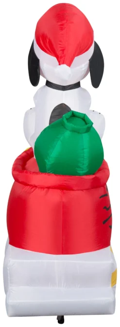 Gemmy Christmas Airblown Inflatable Snoopy In Dog Bowl Sleigh W/Woodstocks Scene Peanuts, 5 Ft Tall -Gemmy 883140 Right scaled