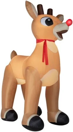 Gemmy Christmas Airblown Inflatable Standing Rudolph W/Scarf Colossal Rudolph, Tall, Brown