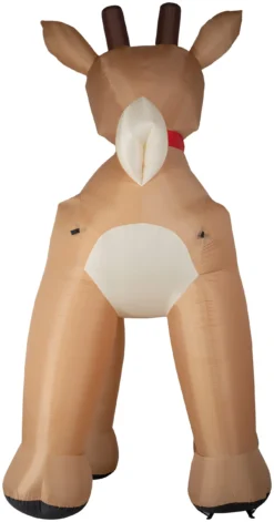 Gemmy Christmas Airblown Inflatable Standing Rudolph W/Scarf Colossal Rudolph, Tall, Brown -Gemmy 883167 Back scaled