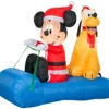 Gemmy Christmas Airblown Inflatable Inflatable Mickey Mouse And Pluto Sledding Scene, 4.5 Ft Tall