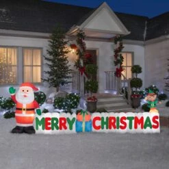 12' Wide Airblown Merry Christmas Sign Scene Christmas Inflatable