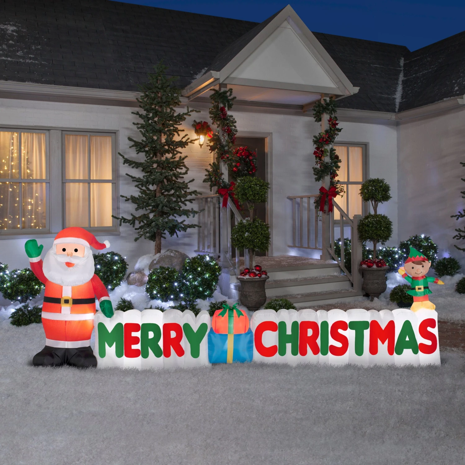 12' Wide Airblown Merry Christmas Sign Scene Christmas Inflatable 1 12' Wide Airblown Merry Christmas Sign Scene Christmas Inflatable