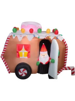 Gemmy Industiries GE37289 Gingerbread Trailer Animated Inflatable Airblown Decor