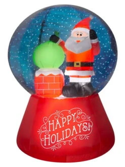 Gemmy Industiries GE114690 Snow Globe Santa On The Roof Projection Inflatable Airblown Decor