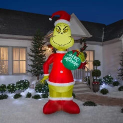 Dr Seuss, Giant 11/12 FT The Grinch With Ornament Airblown Christmas Lawn Inflatable Decoration
