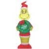 Gemmy SS116021G Blow Up Inflatable Grinch With Wreath Outdoor Yard Decoration