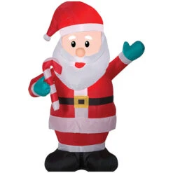 Gemmy Industiries SS116712G 84" Blow Up Inflatable Santa With Candy Cane Outdoor Yard Decoration