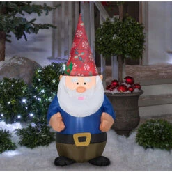 Gemmy SS117170G Blow Up Inflatable Gnome With Christmas Hat Outdoor Yard Decoration -Gemmy MOS SS 117170G 2 576 576