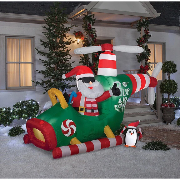 Gemmy Industiries SS117373G 70" Blow Up Inflatable Animated Helicopter With Santa Outdoor Yard Decoration 2 Gemmy Industiries SS117373G 70" Blow Up Inflatable Animated Helicopter With Santa Outdoor Yard Decoration - Image 2