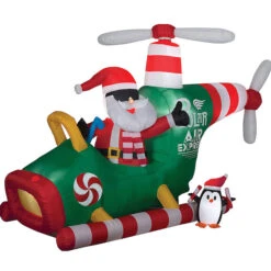 Gemmy Industiries SS117373G 70" Blow Up Inflatable Animated Helicopter With Santa Outdoor Yard Decoration