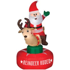 Gemmy Industiries SS118418G 72" Blow Up Inflatable Animated Santa On Reindeer Outdoor Yard Decoration