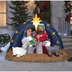 Gemmy SS118905G Blow Up Inflatable Snowy Night Nativity Outdoor Yard Decoration -Gemmy MOS SS 118905G 2 576 576