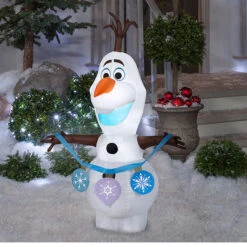 Gemmy SS119003G Blow Up Inflatable Olaf With Ornaments Outdoor Yard Decoration -Gemmy MOS SS 119003G 2 576 576