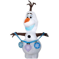 Gemmy SS119003G Blow Up Inflatable Olaf With Ornaments Outdoor Yard Decoration