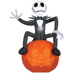 Gemmy SS220123G Blow Up Inflatable Lightshow Jack Skellington Inflatable Outdoor Yard Decoration