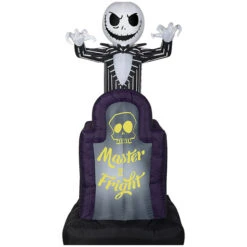 Gemmy Industiries SS221152G 42" Blow Up Inflatable Nightmare Before Christmas Master Of Fright Jack Skellington Halloween Outdoor Yard Decoration