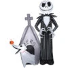 Gemmy Industiries SS224416G 60" Blow Up Inflatable Nightmare Before Christmas Jack Skellington & Zero With House Outdoor Halloween Yard Decoration