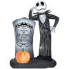 Gemmy Industiries SS224778G 72" Blow Up Inflatable Jack Skellington With Tombstone Outdoor Halloween Yard Decoration