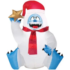 Gemmy Industiries SS37179G 36" Blow Up Inflatable Rudolph The Red Nosed Reindeer? Sitting Bumble™Holding Star Outdoor Yard Decoration