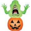 Gemmy Industiries SS71728G Blow Up Inflatable Slimer On Pumpkin Outdoor Yard Decoration